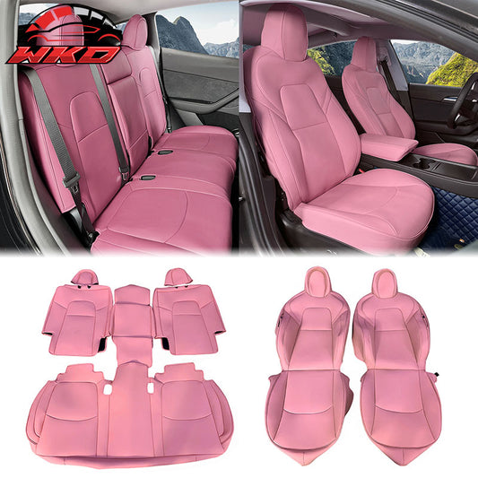 Wholesale 20-25 Tesla Model Y 5-Passenger Seat Cover Cushion Protector Leather - Pink