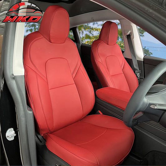 Wholesale 20-25 Tesla Model Y 5-Passenger Seat Covers Cushion Protector Leather - Red