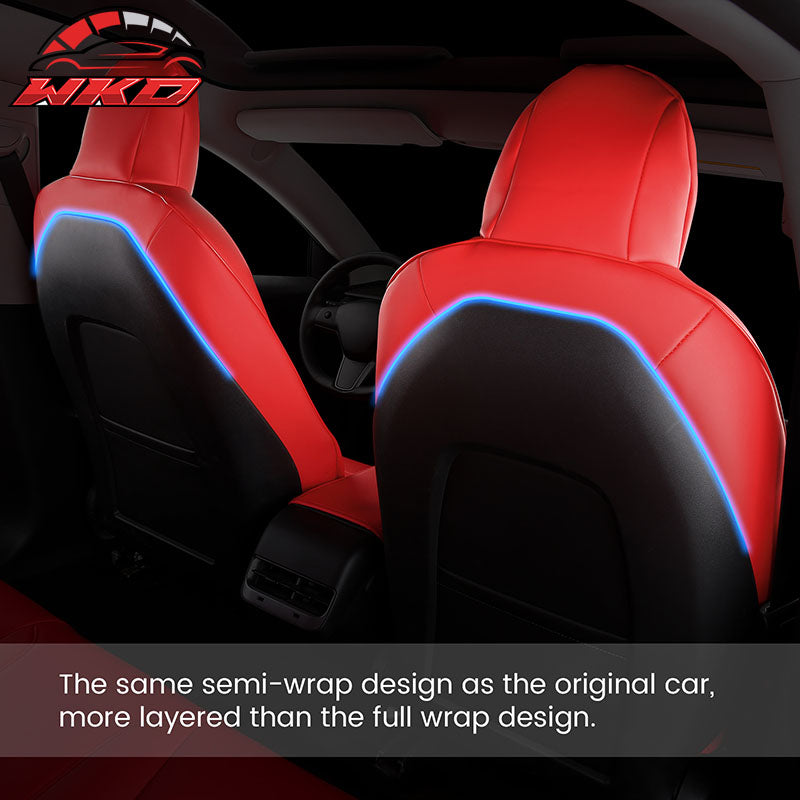 Fits 20-25 Tesla Model Y 5-Passenger Seat Covers Cushion Protector Leather - Red