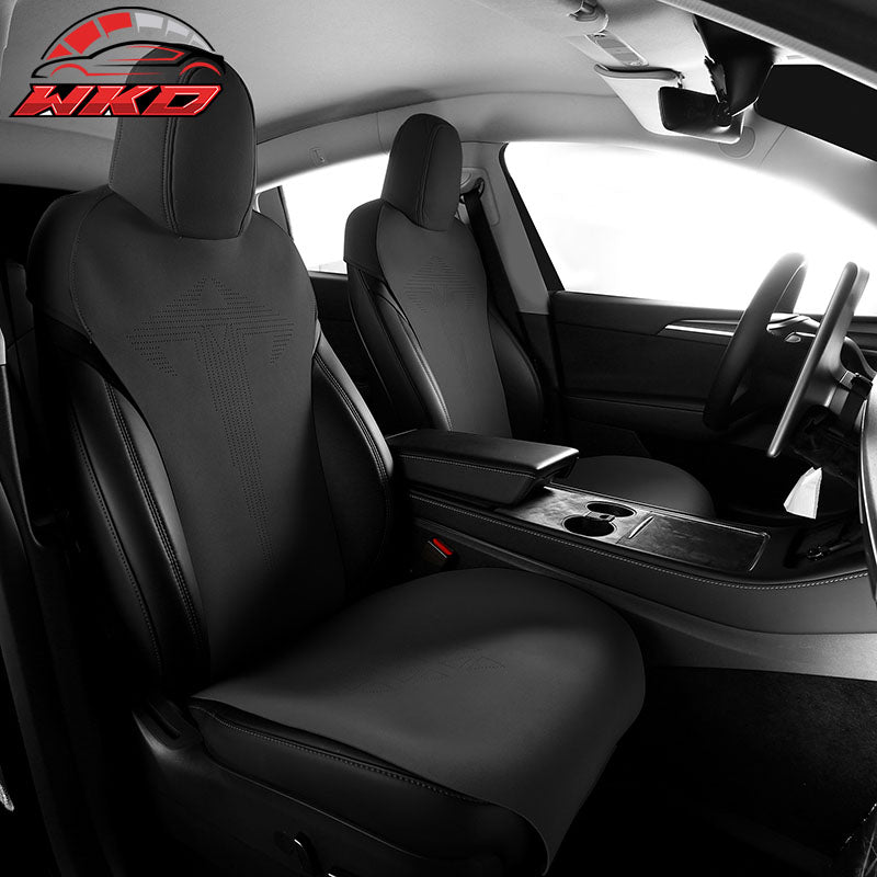 Wholesale 20-25 Tesla Model Y V1 Seat Covers Cushion Protector Suede Leather Black