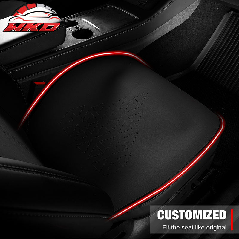 Fits 20-25 Tesla Model Y V1 Seat Covers Cushion Protector Suede Leather Black