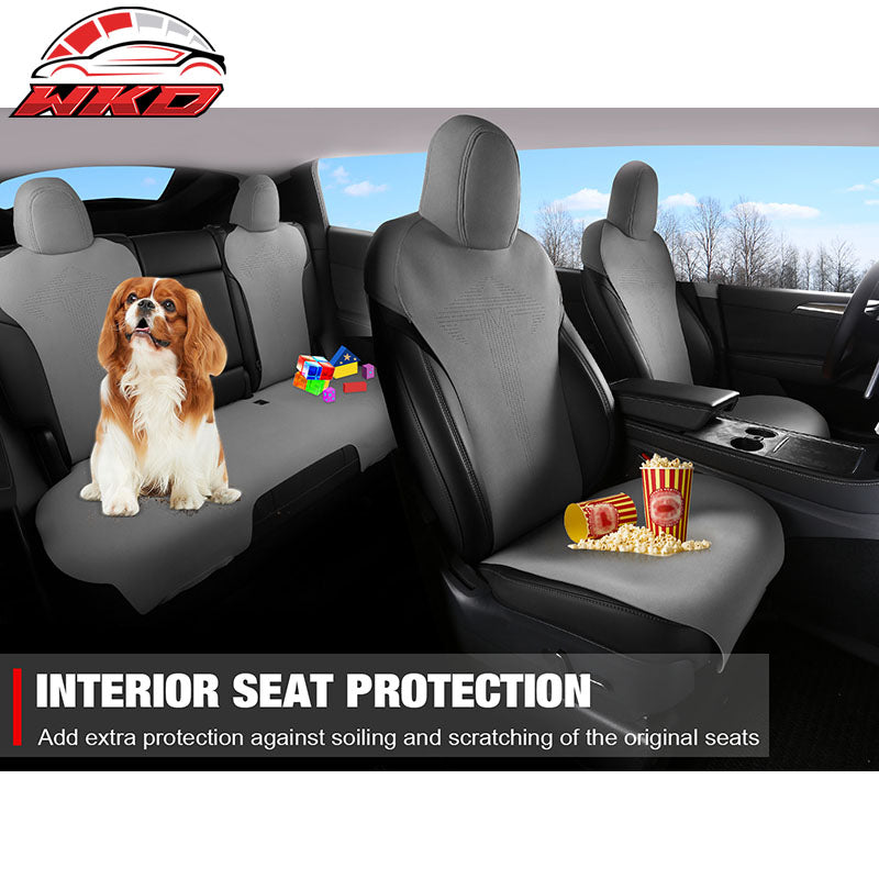Fits 20-25 Tesla Model Y V1 Seat Covers Cushion Protector Suede Leather Gray