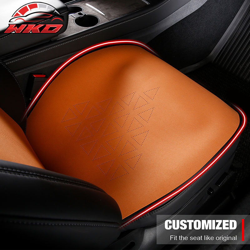 Fits 20-25 Tesla Model Y V1 Seat Covers Cushion Protector Suede Leather Orange