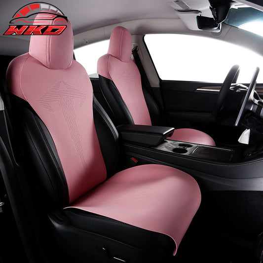 Wholesale 20-25 Tesla Model Y V1 Seat Covers Cushion Protector Suede Leather Pink
