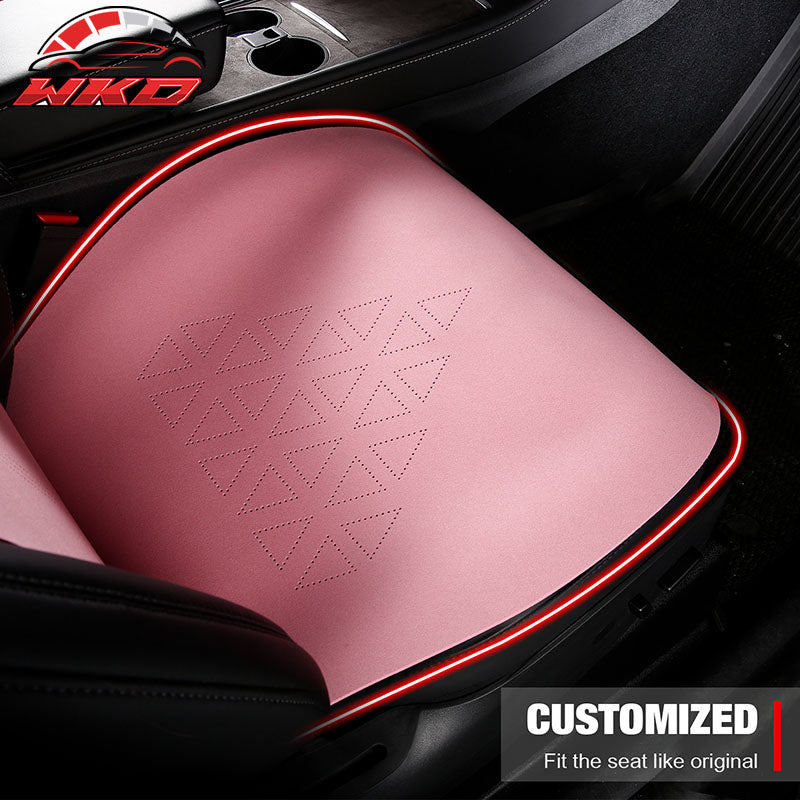 Fits 20-25 Tesla Model Y V1 Seat Covers Cushion Protector Suede Leather Pink