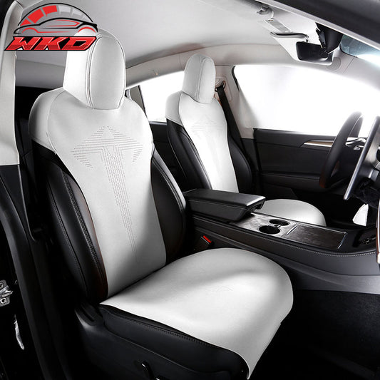 Wholesale 20-25 Tesla Model Y V1 Seat Covers Cushion Protector Suede Leather White