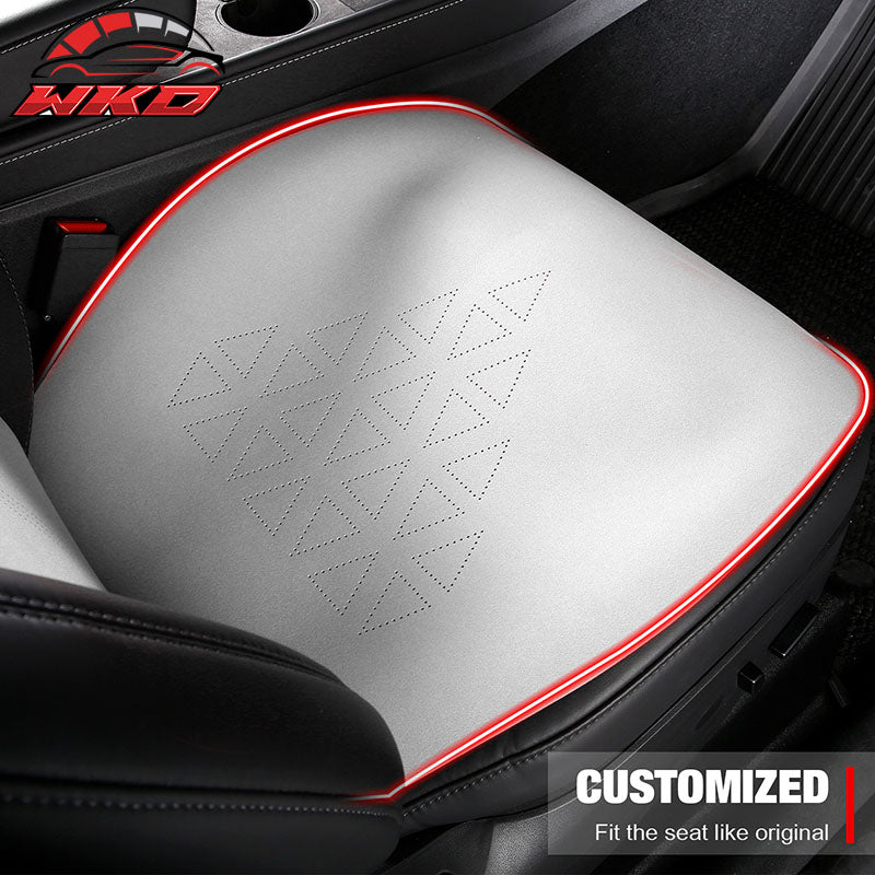 Fits 20-25 Tesla Model Y V1 Seat Covers Cushion Protector Suede Leather White