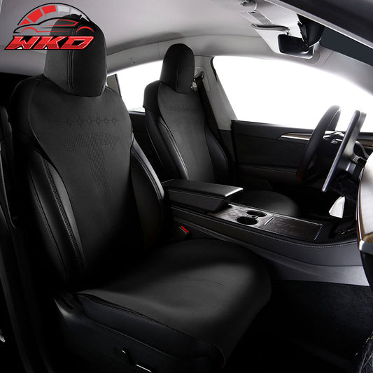 Wholesale 20-25 Tesla Model Y V2 Seat Covers Cushion Protector Suede Leather Black