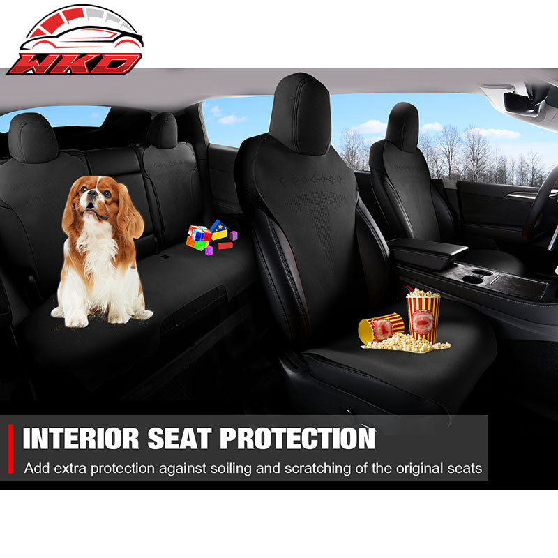 Fits 20-25 Tesla Model Y V2 Seat Covers Cushion Protector Suede Leather Black