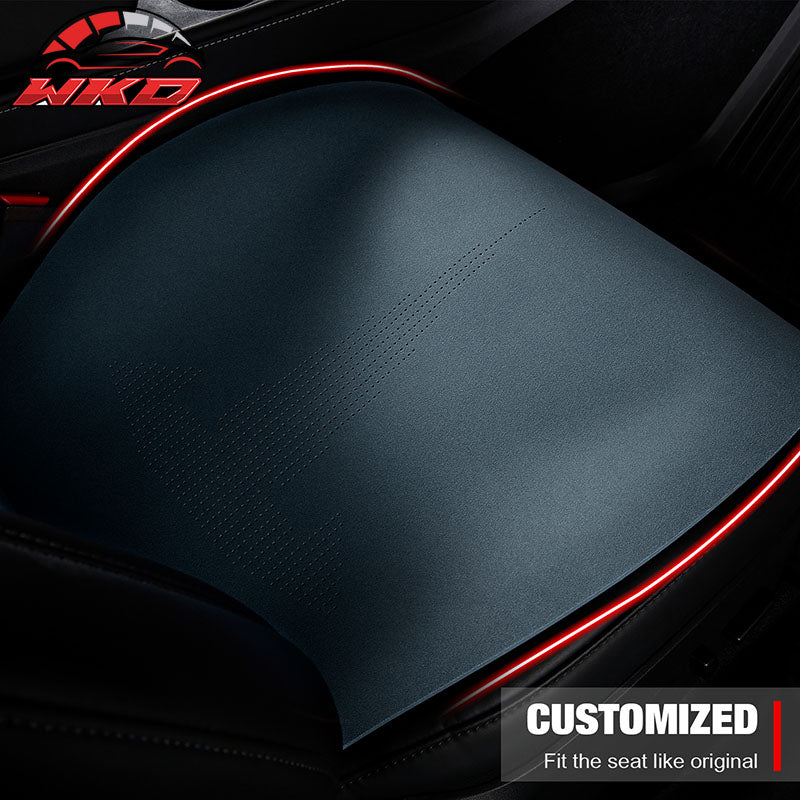 Fits 20-25 Tesla Model Y V2 Seat Covers Cushion Protector Suede Leather Blue