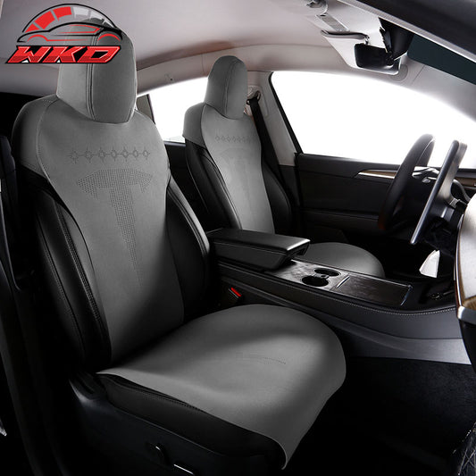 Wholesale 20-25 Tesla Model Y V2 Seat Covers Cushion Protector Suede Leather Gray