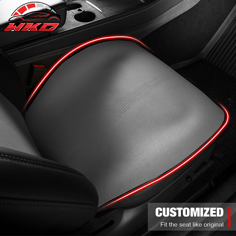 Fits 20-25 Tesla Model Y V2 Seat Covers Cushion Protector Suede Leather Gray