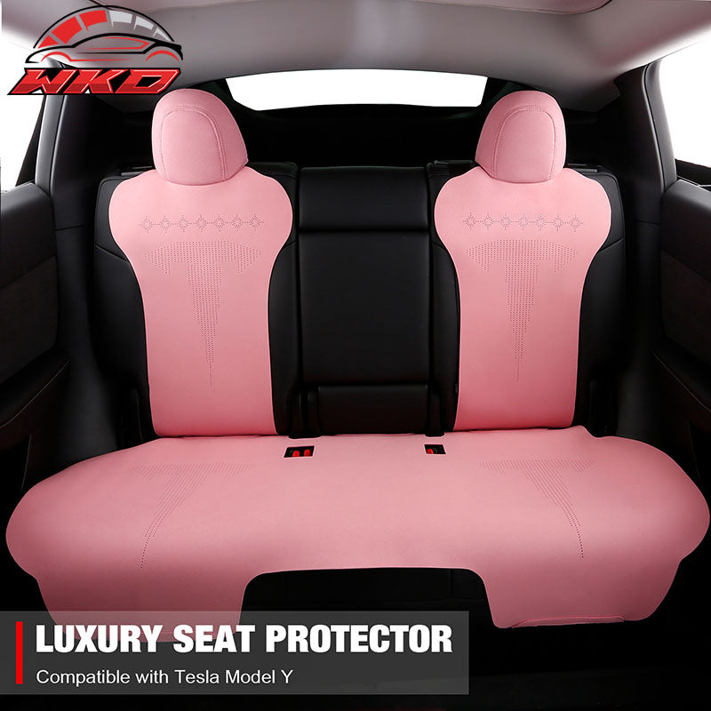 Wholesale 20-25 Tesla Model Y V2 Seat Covers Cushion Protector Suede Leather Pink - Wikond Auto