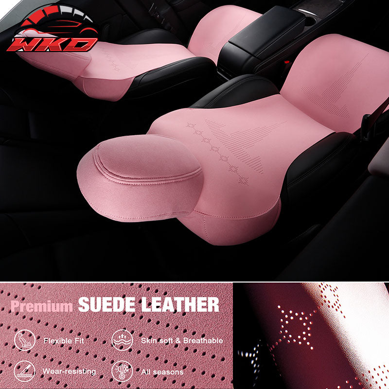 Wholesale 20-25 Tesla Model Y V2 Seat Covers Cushion Protector Suede Leather Pink - Wikond Auto