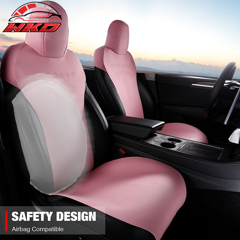 Wholesale 20-25 Tesla Model Y V2 Seat Covers Cushion Protector Suede Leather Pink - Wikond Auto
