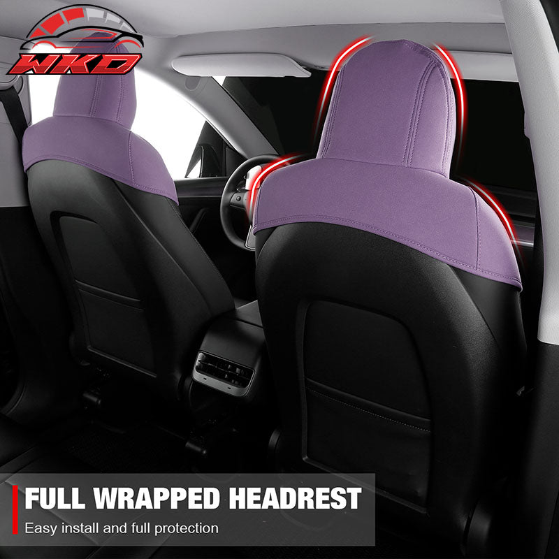 Fits 20-25 Tesla Model Y V2 Seat Covers Cushion Protector Suede Leather Purple