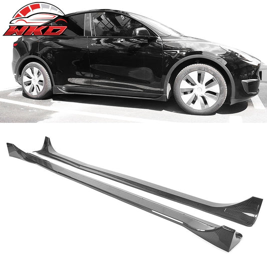 Wholesale 20-25 Tesla Model Y Carbon Fiber Print Side Skirts Extension Rocker Panel