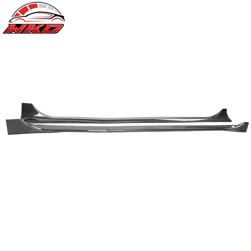 Fits 20-25 Tesla Model Y Carbon Fiber Print Side Skirts Extension Rocker Panel