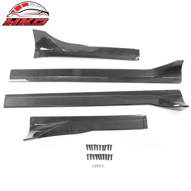 Fits 20-25 Tesla Model Y Carbon Fiber Print Side Skirts Extension Rocker Panel