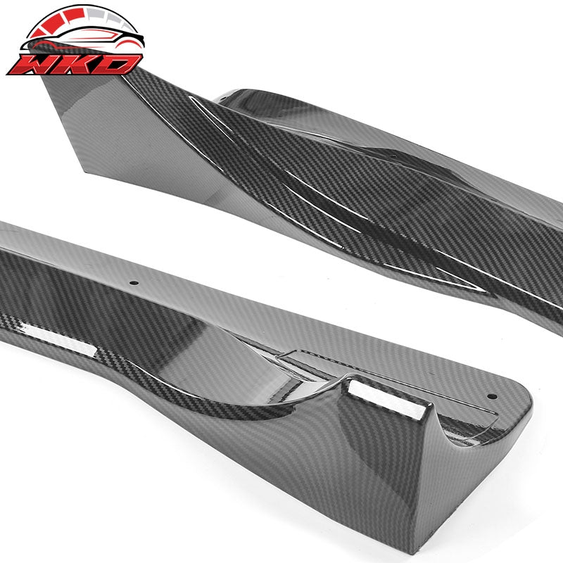 Fits 20-25 Tesla Model Y Carbon Fiber Print Side Skirts Extension Rocker Panel