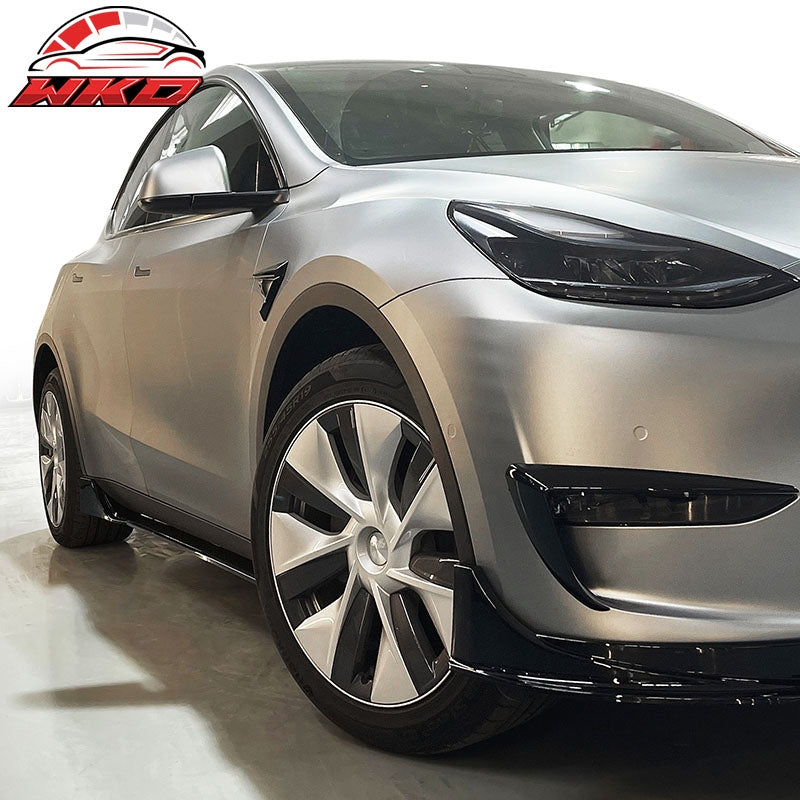 Fits 20-25 Tesla Model Y Gloss Black Side Skirts Extension Splitter Rocker Panel