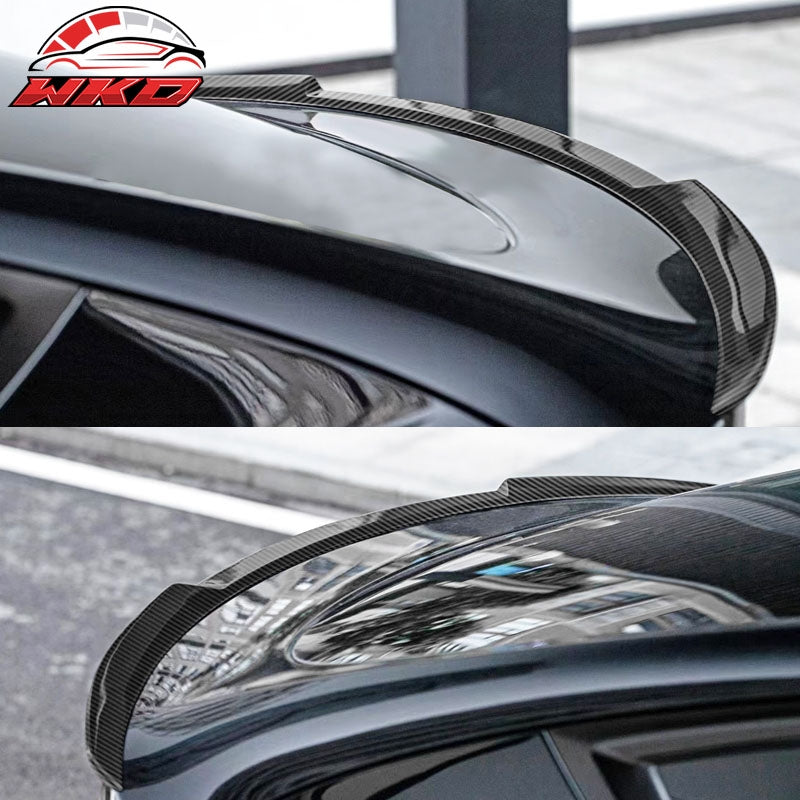 Fits 20-25 Tesla Model Y Trunk Spoiler Carbon Fiber Print Rear Decklid Boot Wing