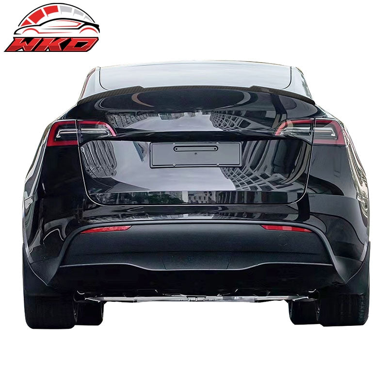 Fits 20-25 Tesla Model Y Trunk Spoiler Carbon Fiber Print Rear Decklid Boot Wing