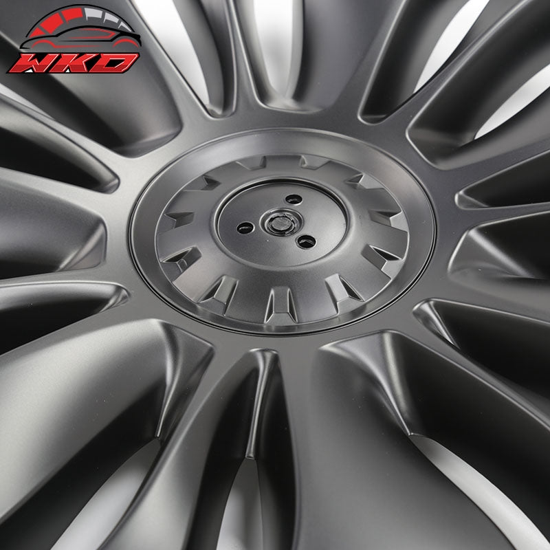 For 20-24 Tesla Y 19'' Uberturbine Wheel Cover Hubcaps Rim Trim Matte Black 4PCS