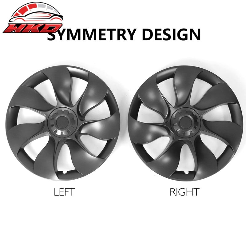 Fits 20-24 Tesla Model Y 19'' Wheel Covers Symmetry Design Hub Cap Gunmetal ABS