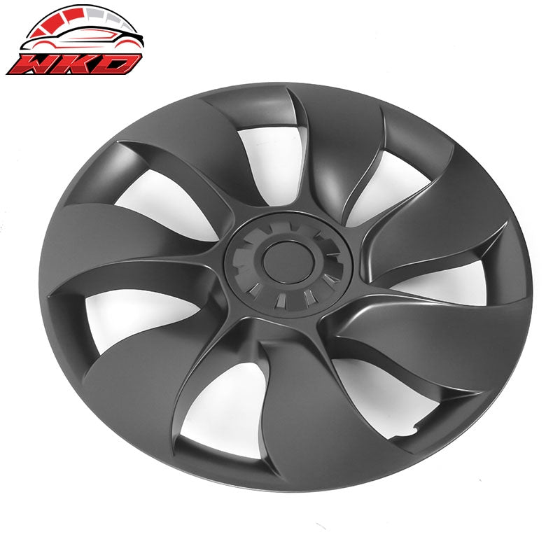 Fits 20-24 Tesla Model Y 19'' Wheel Covers Symmetry Design Hub Cap Gunmetal ABS