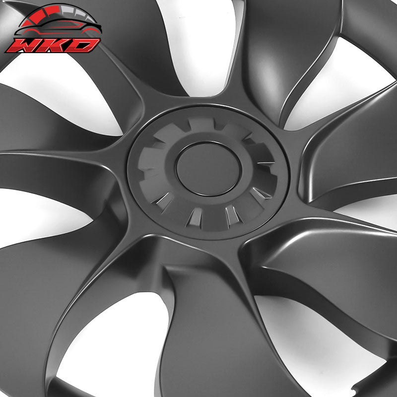 Fits 20-24 Tesla Model Y 19'' Wheel Covers Symmetry Design Hub Cap Gunmetal ABS