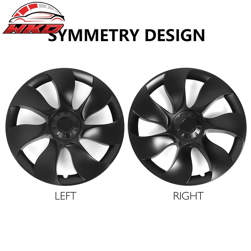 Fits 20-24 Tesla Model Y 19'' Symmetry Design Wheel Covers Hubcaps Matte Black