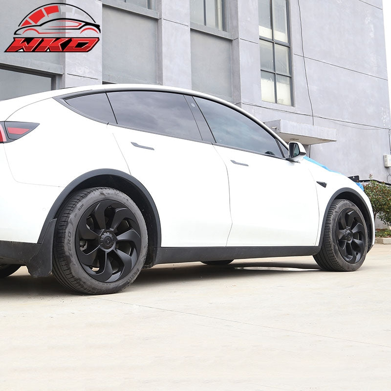 For 20-24 Tesla Model Y 19'' Large Blade Wheel Hubcaps Rim Cover Matte Black 4PC