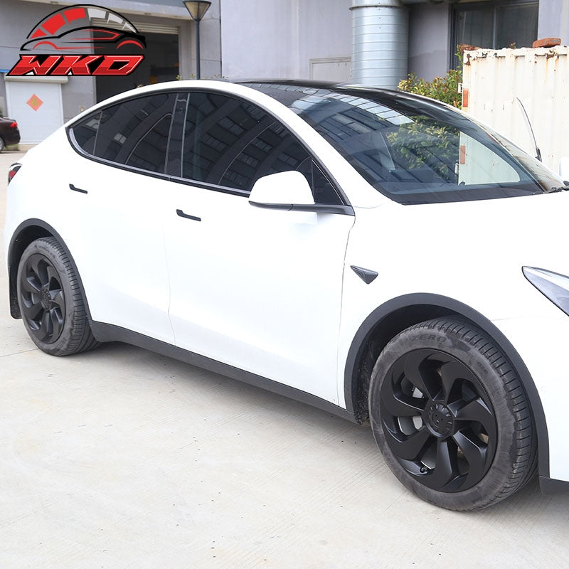 For 20-24 Tesla Model Y 19'' Large Blade Wheel Hubcaps Rim Cover Matte Black 4PC