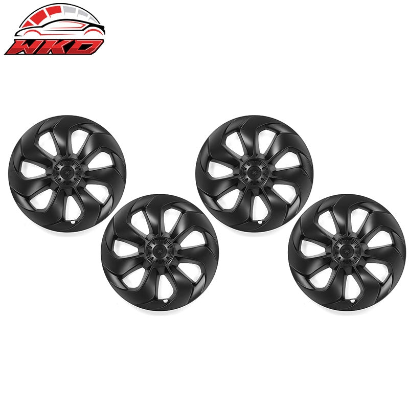 For 20-24 Tesla Model Y 19'' Large Blade Wheel Hubcaps Rim Cover Matte Black 4PC
