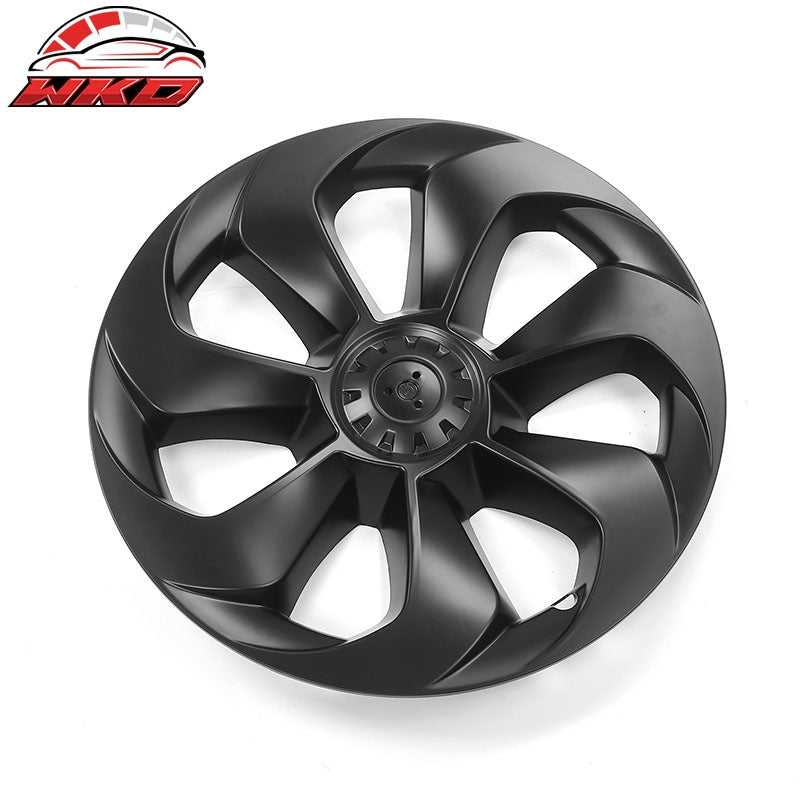 For 20-24 Tesla Model Y 19'' Large Blade Wheel Hubcaps Rim Cover Matte Black 4PC