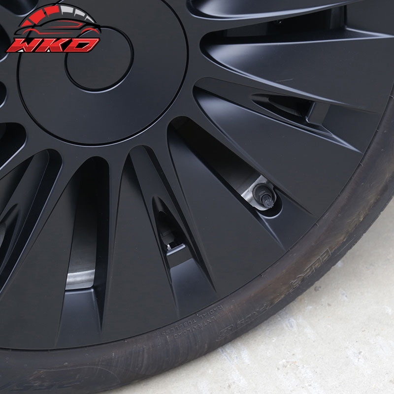 For 20-24 Tesla Model Y 19'' Hurricane Wheel Hubcaps Rim Covers Matte Black 4PCS