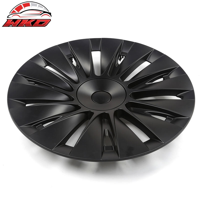 For 20-24 Tesla Model Y 19'' Hurricane Wheel Hubcaps Rim Covers Matte Black 4PCS