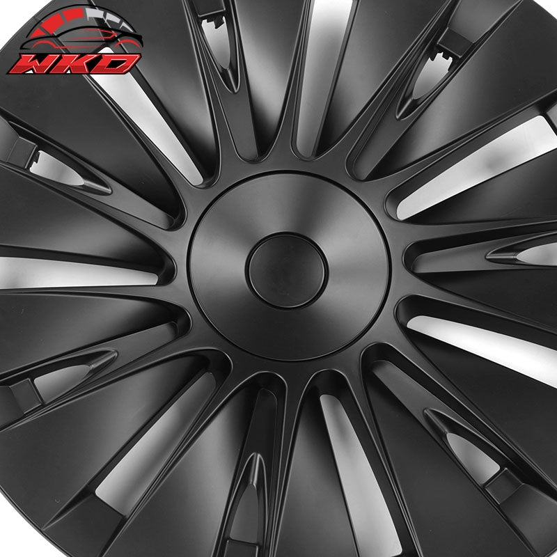 For 20-24 Tesla Model Y 19'' Hurricane Wheel Hubcaps Rim Covers Matte Black 4PCS