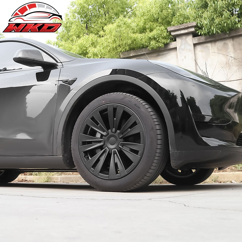 Fits 20-24 Tesla Model Y 19'' X Plaid Wheel Hubcaps Rim Covers Matte Black 4PCS