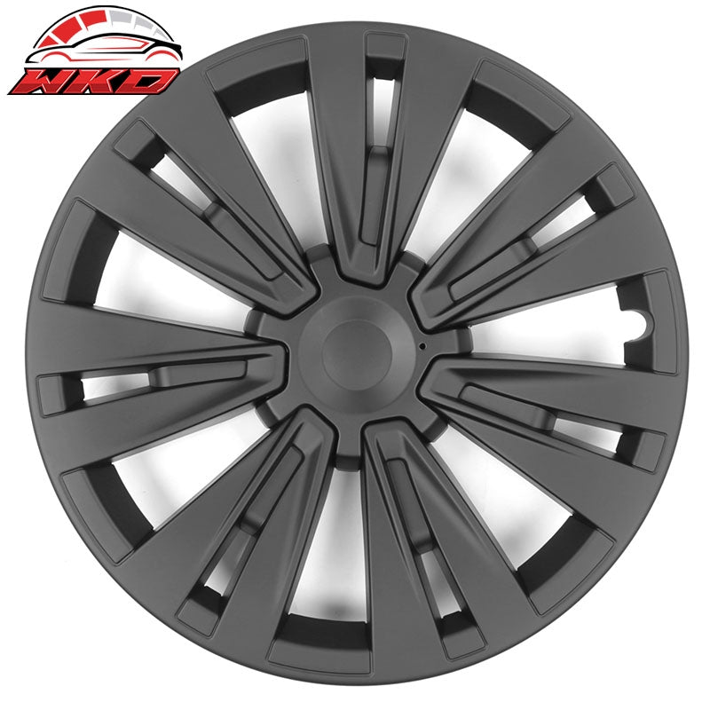 Fits 20-24 Tesla Model Y 19'' X Plaid Wheel Hubcaps Rim Covers Matte Black 4PCS
