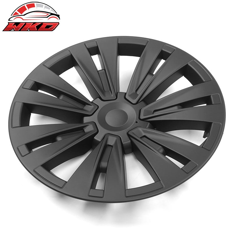 Fits 20-24 Tesla Model Y 19'' X Plaid Wheel Hubcaps Rim Covers Matte Black 4PCS