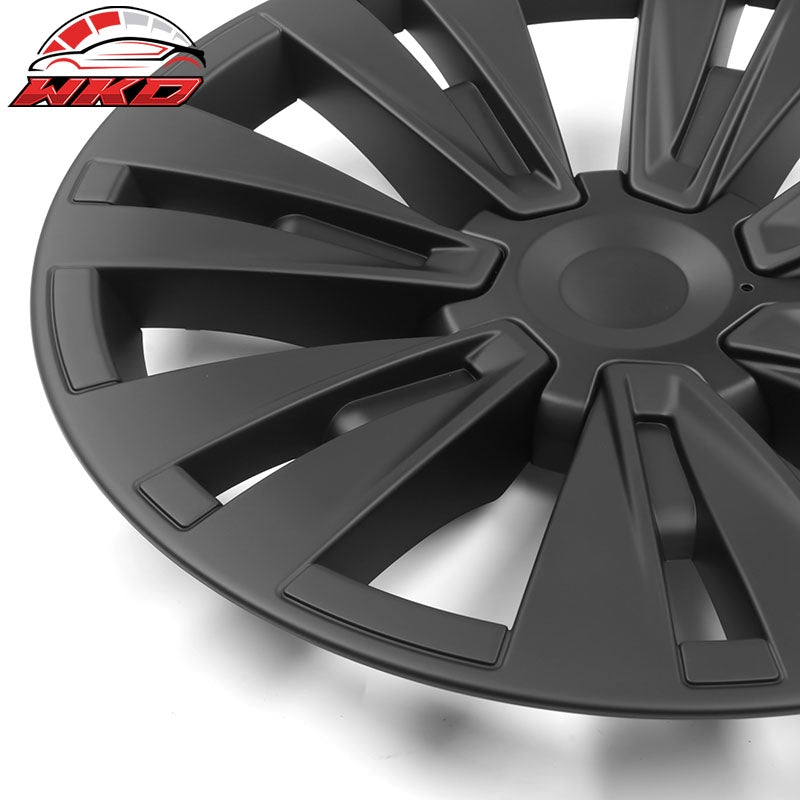 Fits 20-24 Tesla Model Y 19'' X Plaid Wheel Hubcaps Rim Covers Matte Black 4PCS