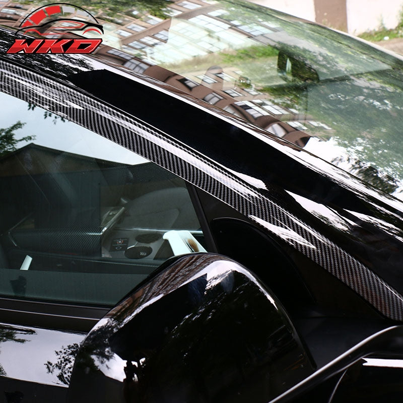 For 20-25 Tesla Model Y ABS Window Visor Sun Rain Guard Gloss Carbon Fiber Print