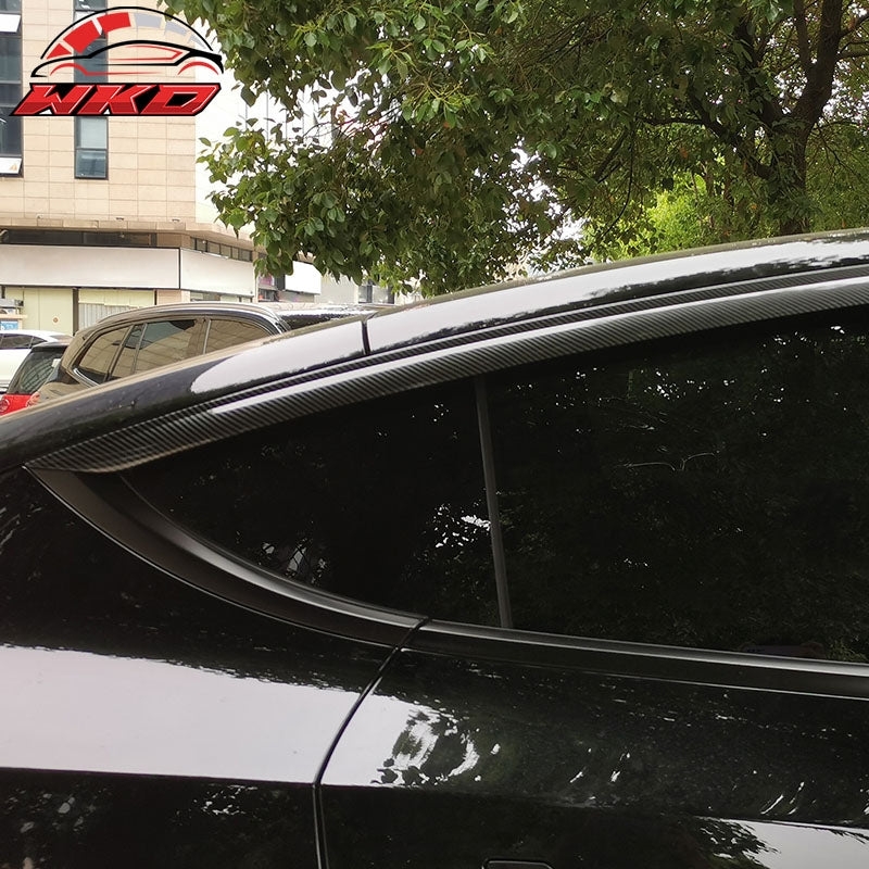 For 20-25 Tesla Model Y ABS Window Visor Sun Rain Guard Gloss Carbon Fiber Print