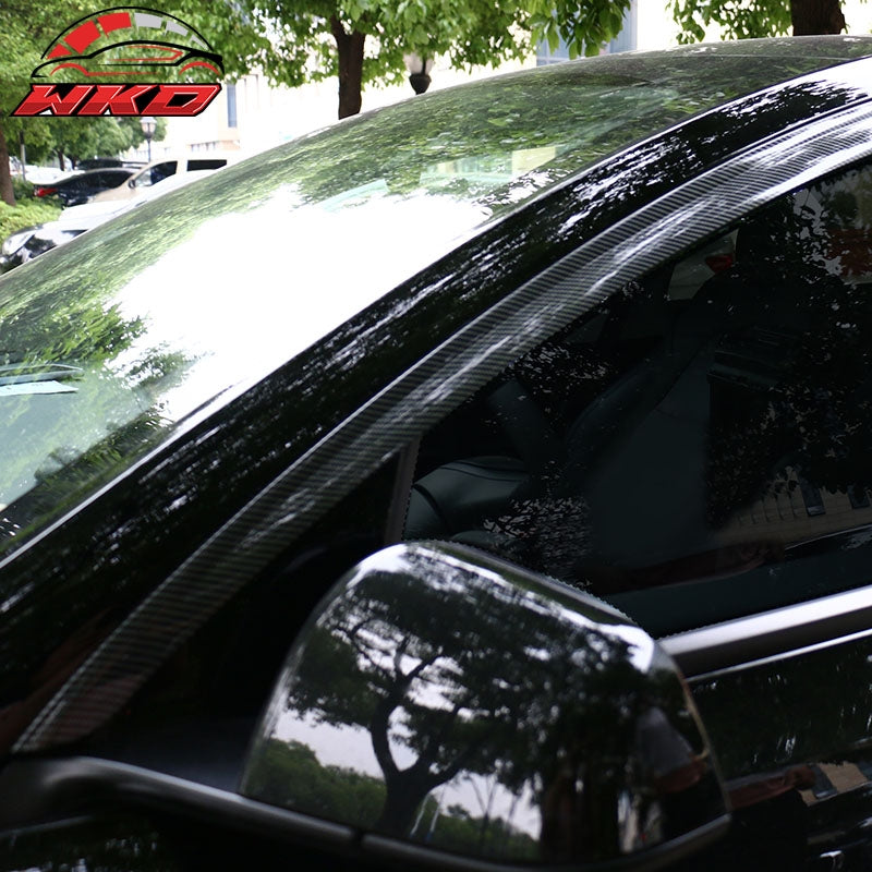 For 20-25 Tesla Model Y ABS Window Visor Sun Rain Guard Gloss Carbon Fiber Print