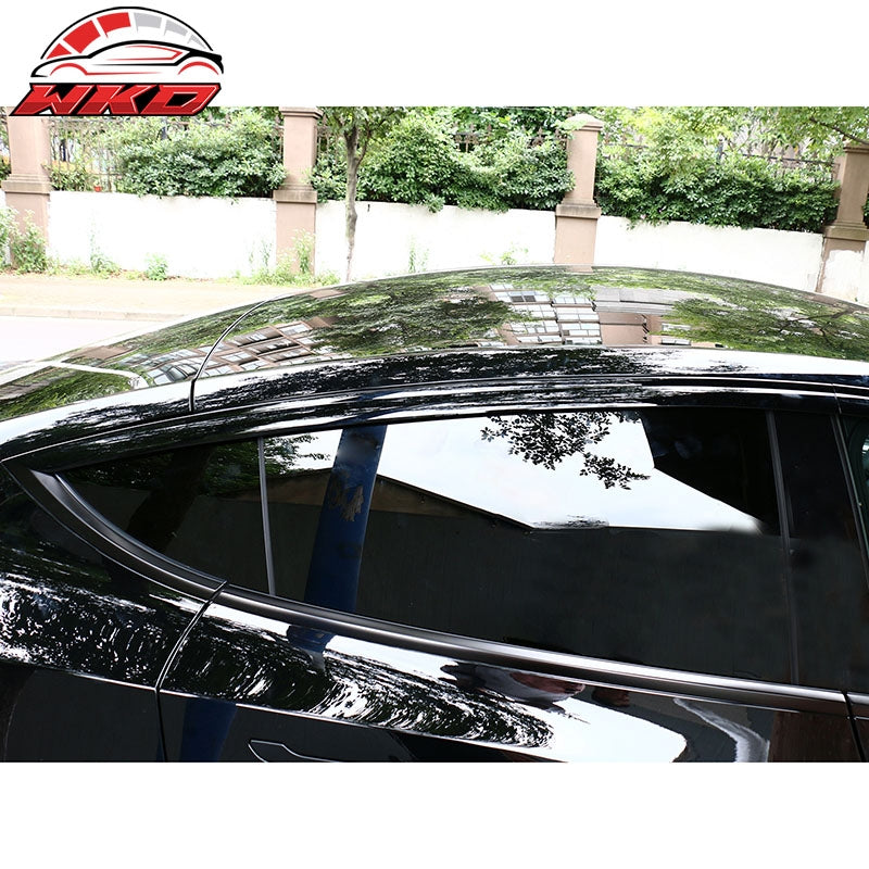 For 20-25 Tesla Model Y ABS Tape-on Window Visor Sun Rain Guard 4PCS Gloss Black