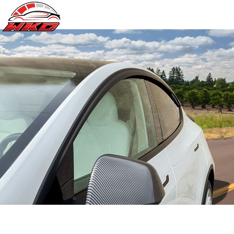 For 20-25 Tesla Model Y ABS Tape-on Window Visor Sun Rain Guard 4PCS Matte Black