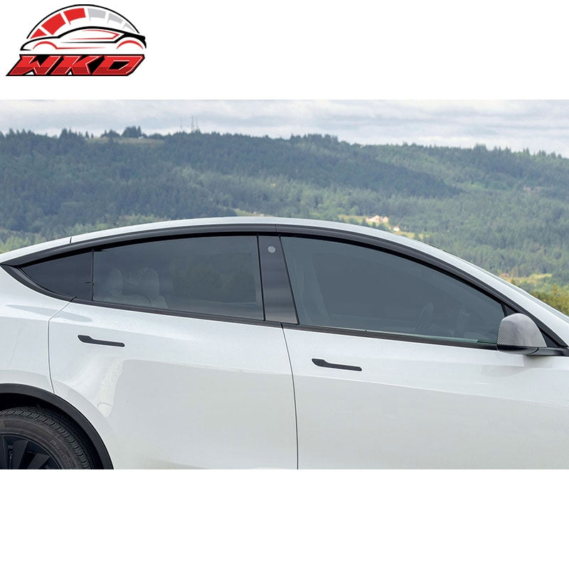 For 20-25 Tesla Model Y ABS Tape-on Window Visor Sun Rain Guard 4PCS Matte Black