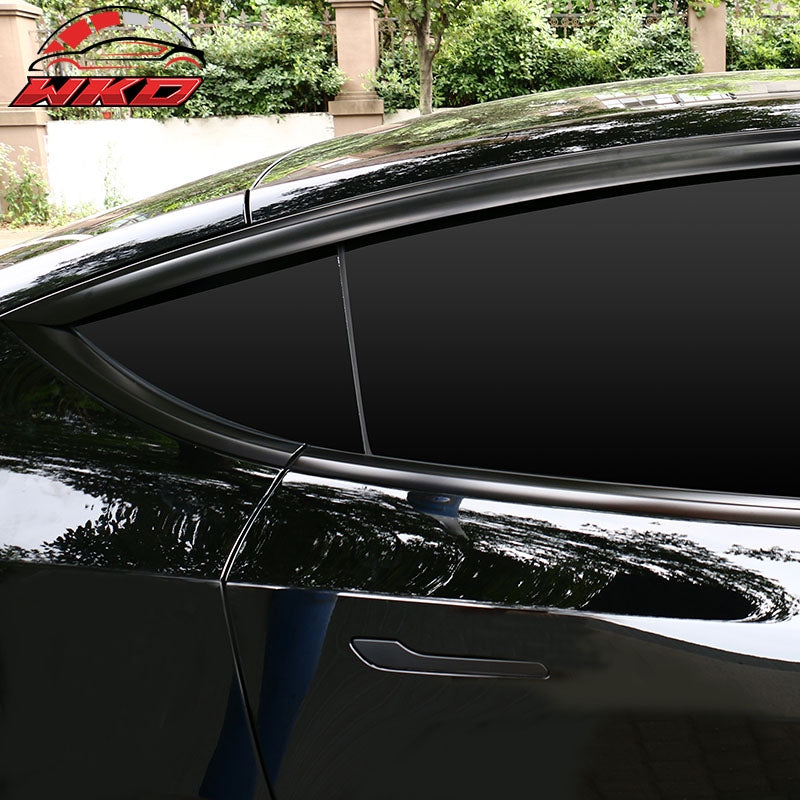 For 20-25 Tesla Model Y ABS Tape-on Window Visor Sun Rain Guard 4PCS Matte Black